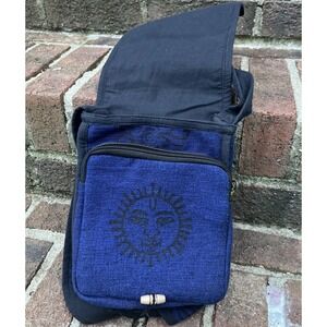 Ganesh Himal Trading Crossbody Purse Dragonfly Sun Embroidered‎ Royal Blue